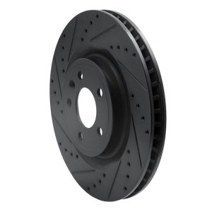 Ford Mustang Brake Rotor (1) - Front Left - R1 Concepts - Drilled & Slotted - Black - `11-`14